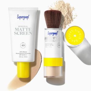 Supergoop! The Matte Prime & Reapply SPF Set - Mineral Mattescreen SPF 40 + (Re)setting Powder SPF 35, Oil-Control & No White Cast
